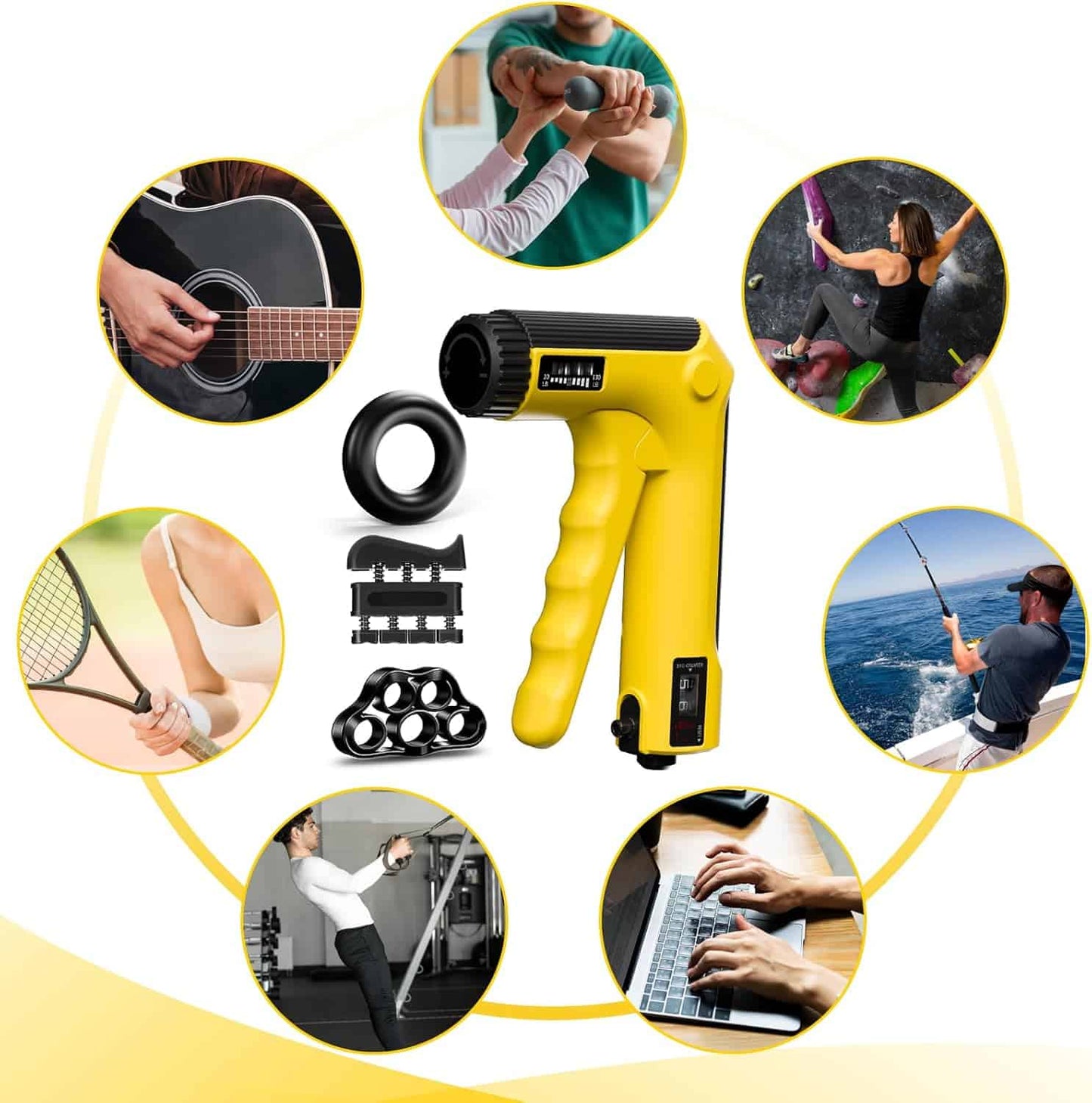 Hand Grip Strength Trainer Kit – 6 Pack Adjustable Resistance FitCore Supply