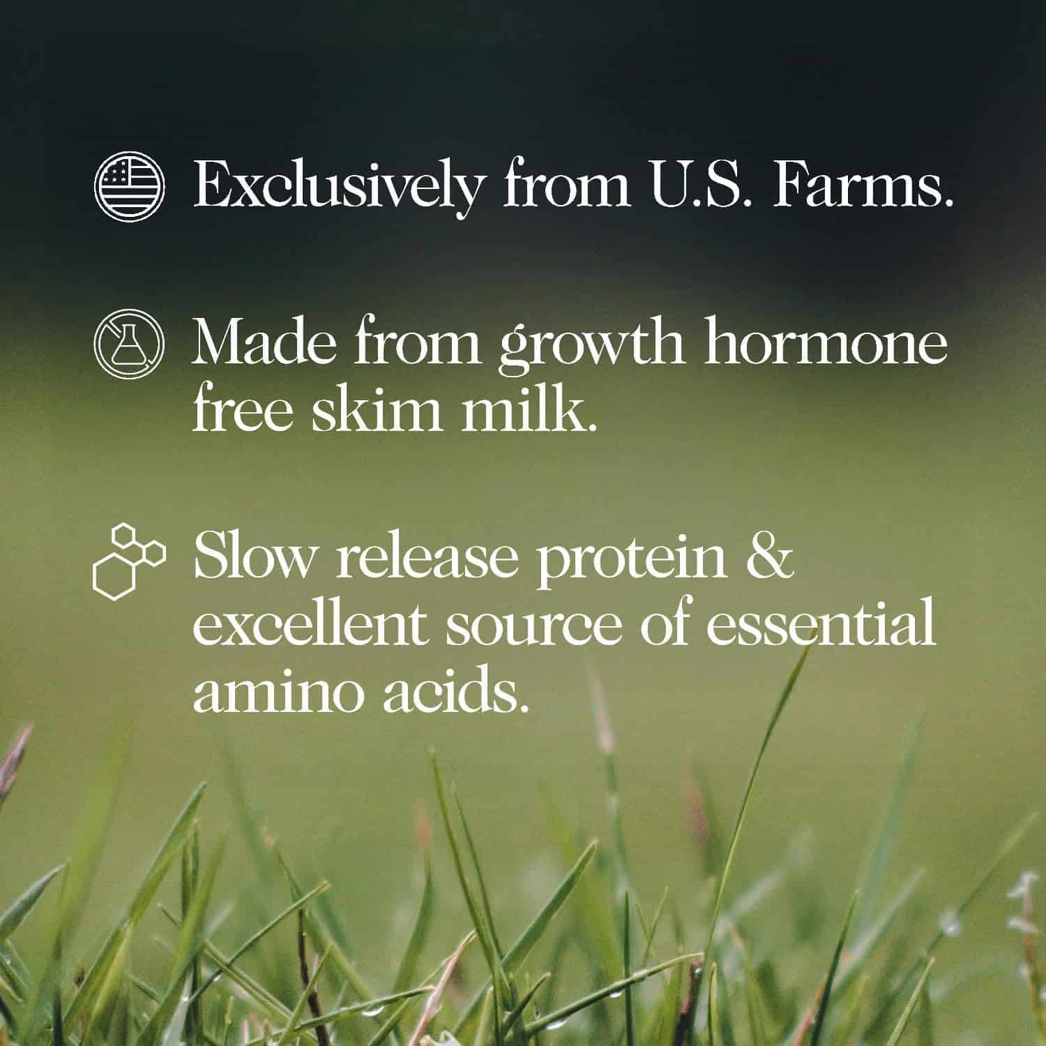 Text about milk from U.S. farms with a green field background
