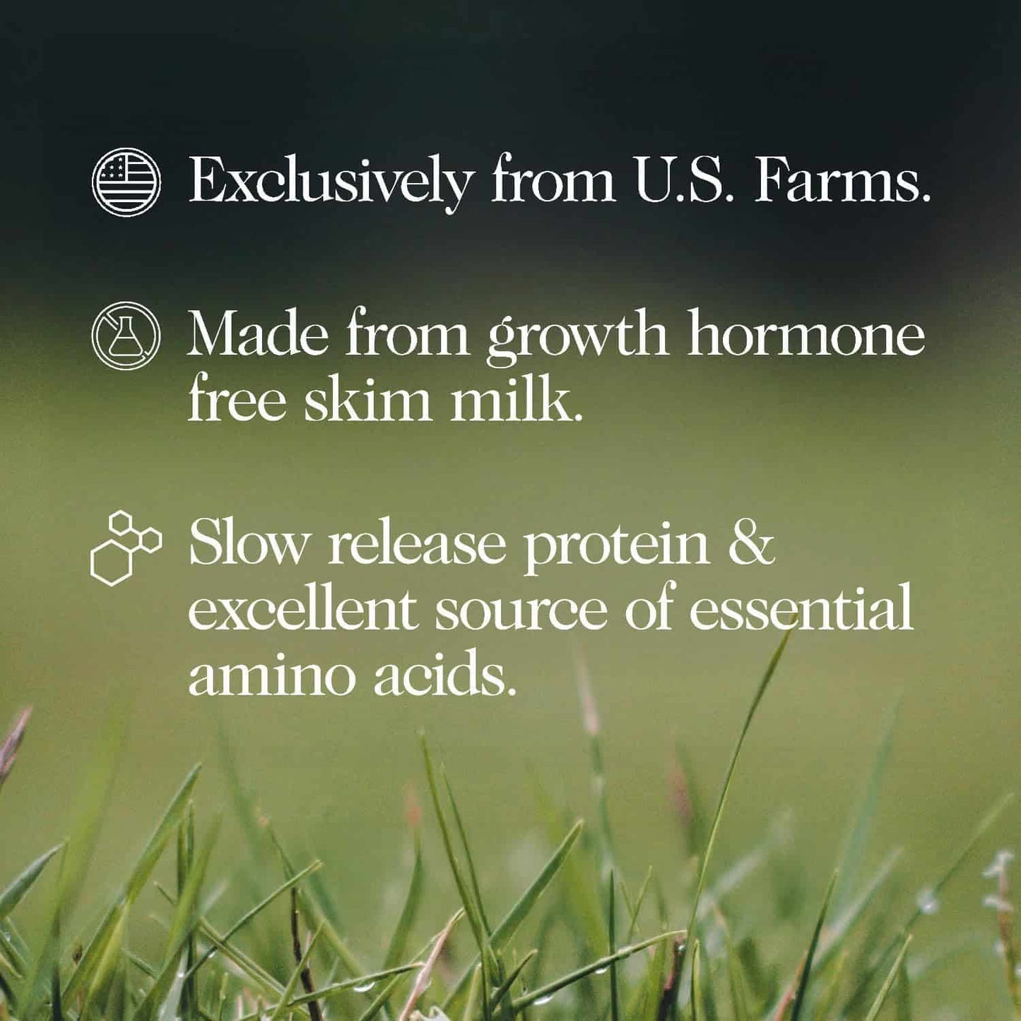 Text about milk from U.S. farms with a green field background