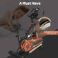 Exercise bike with features highlighted on a dark background