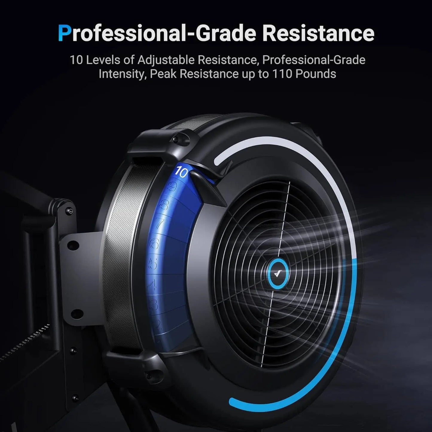 Professional-grade resistance device with adjustable resistance levels on a dark background