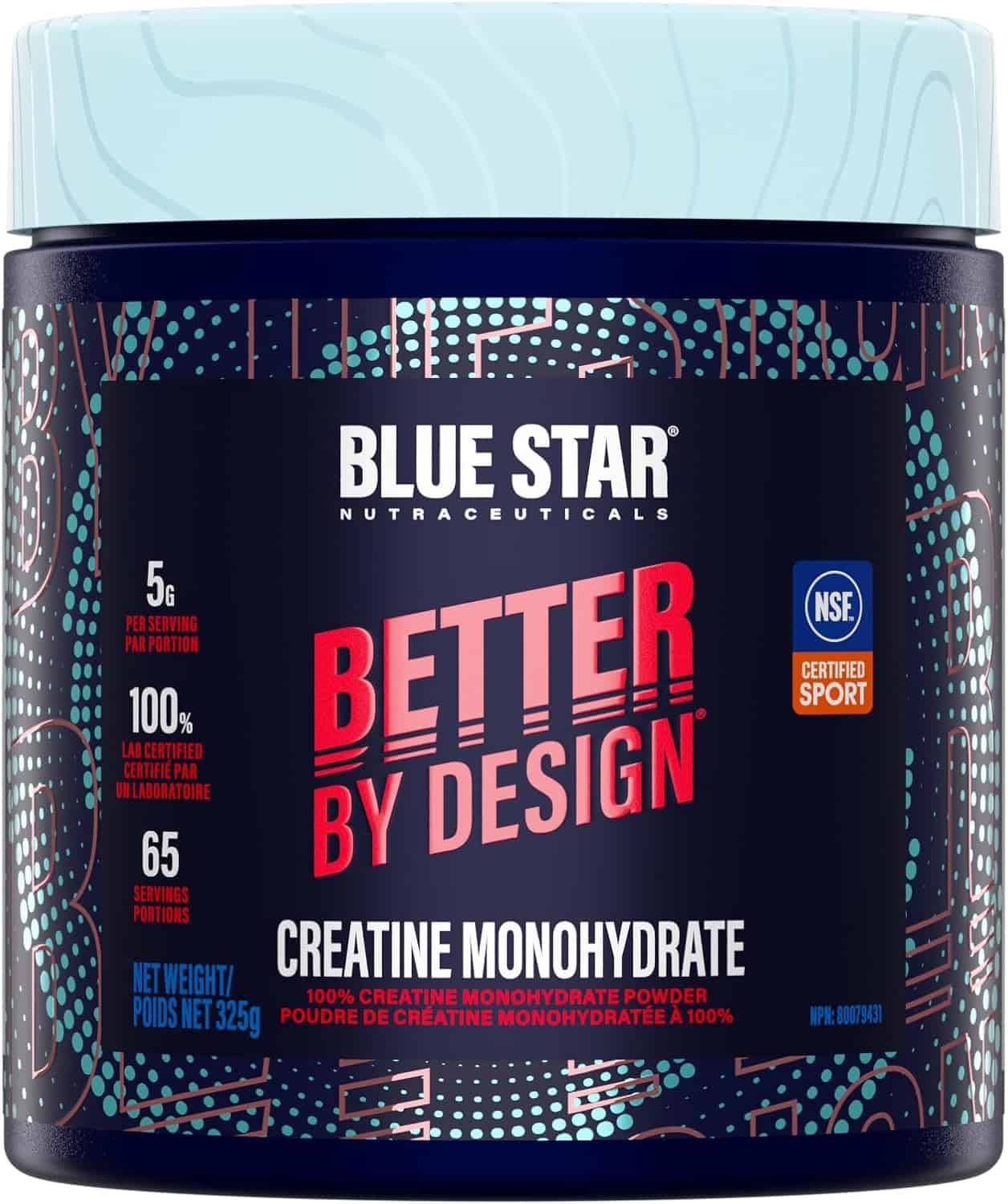 Blue Star Nutraceuticals Creatine Monohydrate Powder – 325g, 65 Servings – NSF Certified for Sport Blue Star Nutraceuticals