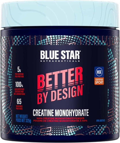 Blue Star Nutraceuticals Creatine Monohydrate Powder – 325g, 65 Servings – NSF Certified for Sport Blue Star Nutraceuticals