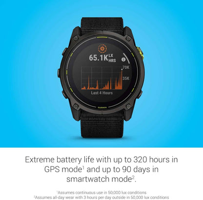 Black smartwatch with display on a blue background