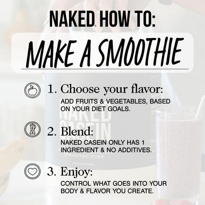 Instructions on how to make a smoothie with Naked brand products.