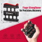 FitBeast finger strengthener with dimensions and usage benefits on a red and gray background