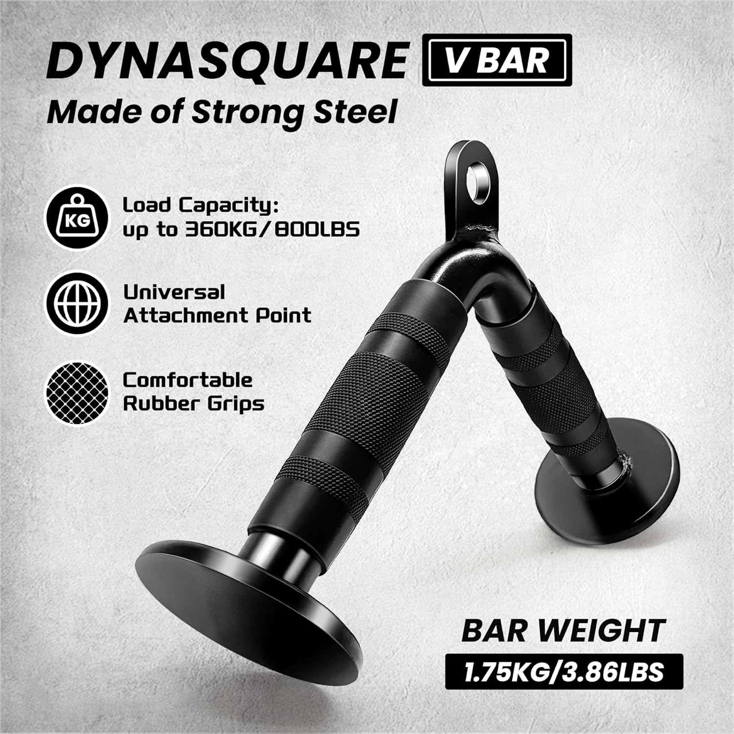 Black hand grip with features highlighted on a gray background