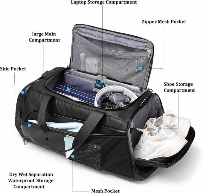 Waterproof 3-in-1 Gym Duffle Bag – Large 40L Sports, Travel & Overnight Bag with Shoe Compartment & Wet Pocket for Men & Women Moulyan