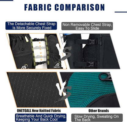 Lightweight Hydration Running Vest – 5.5L Pack with 2L Bladder for Marathon, Trail Running, Hiking & Cycling (Unisex, 150g) ONETOALL