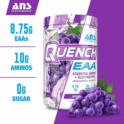QUENCH EAA Aminos + Electrolytes – 9 EAAs + 10g Aminos | BCAAs, Electrolytes, Coconut Water | Zero Sugar, Carbs & Calories ANS PERFORMANCE