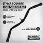 Dynasquare curl pulldown bar with specifications on a gray background