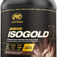 ISOGOLD protein powder container with PVD Gold Series branding