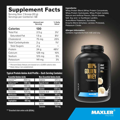 Maxler 100% Golden Whey Protein – 24g High-Quality Protein, Low Carb, Low Fat | 5 lb Tub FitCore Supply