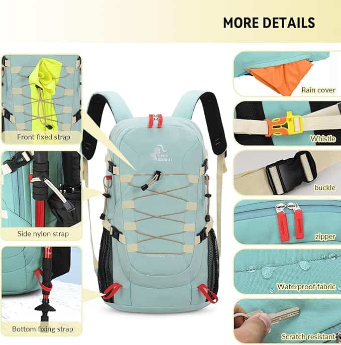 Bseash 40L Waterproof Hiking Backpack with Rain Cover – Lightweight Camping Daypack for Travel, Climbing, Skiing, and Outdoor Adventures FitCore Supply