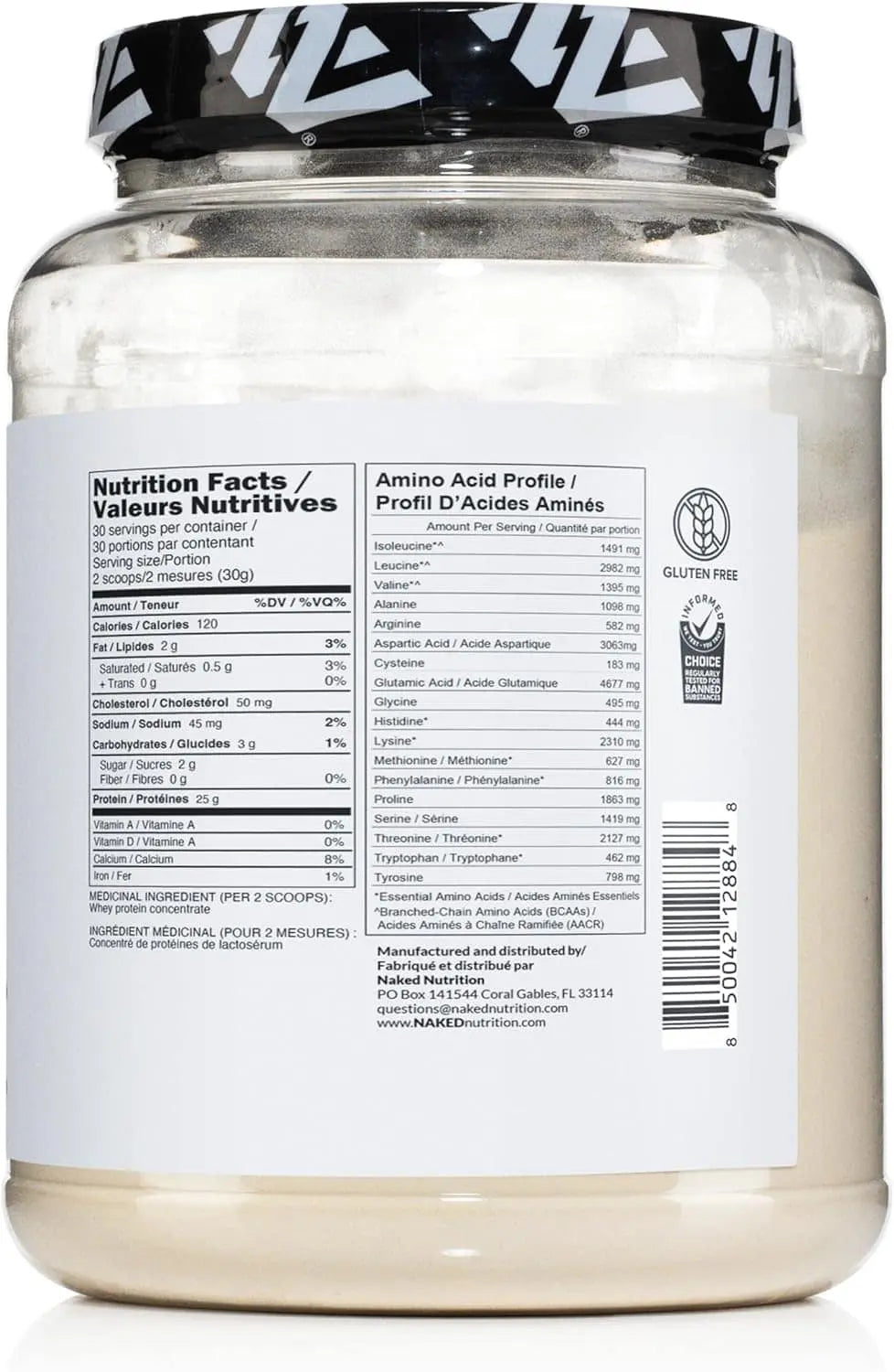 Nutrition facts label on a supplement container