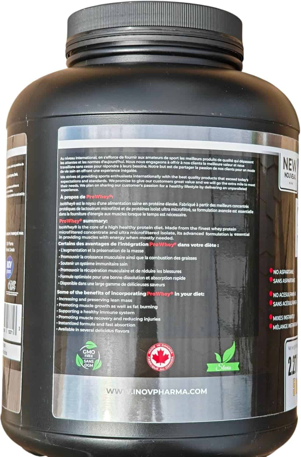 Black supplement container with label on a white background