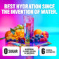 Biosote drink with fruits and text about hydration and product features on a colorful background