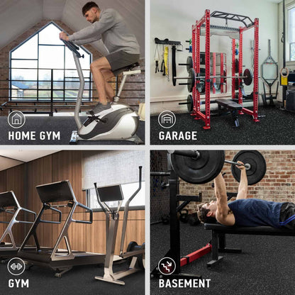 AIRHOP Interlocking Gym Floor Mats – 48 Sq Ft, Rubber Top & EVA Foam, 0.56” Thick AIRHOP