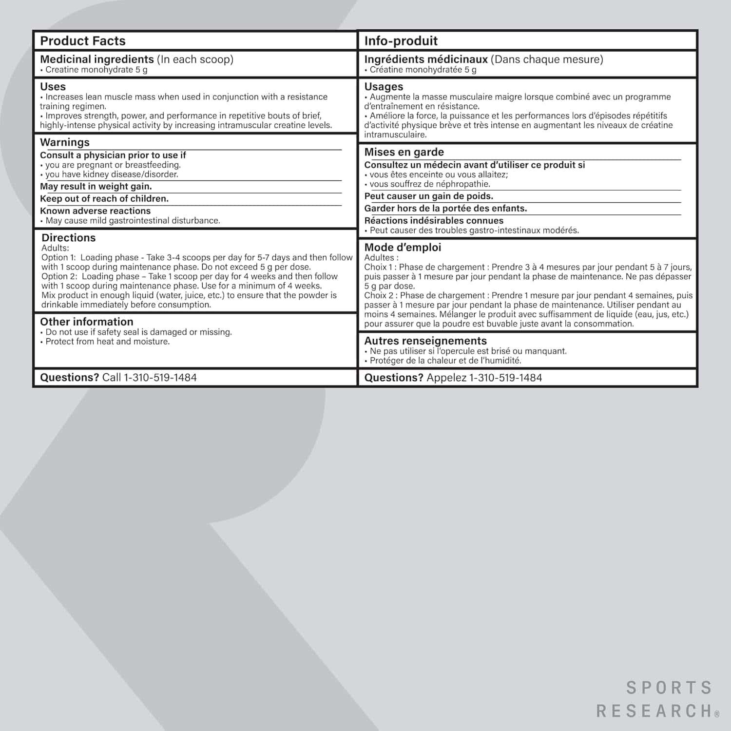 Product label with text on a gray background