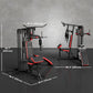 Gym equipment set with dimensions labeled on a gray background