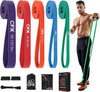 Set of CFX resistance bands in various colors with a man using a green band.
