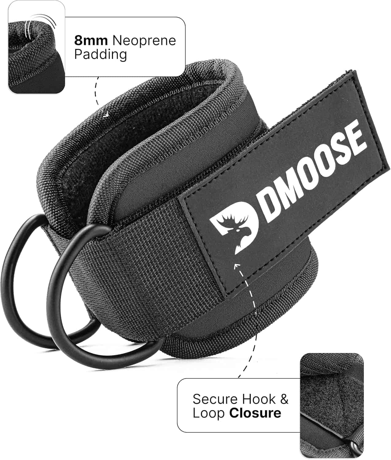 DMoose Ankle Straps for Cable Machines – Glute & Leg Kickback Straps for Gym & Home Use DMoose