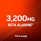 Product label with '3,200MG Beta Alanine' on a red background