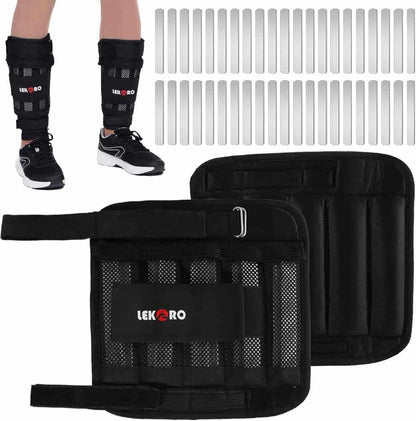 LEKERO weightlifting belt with ankle straps and weights on a white background
