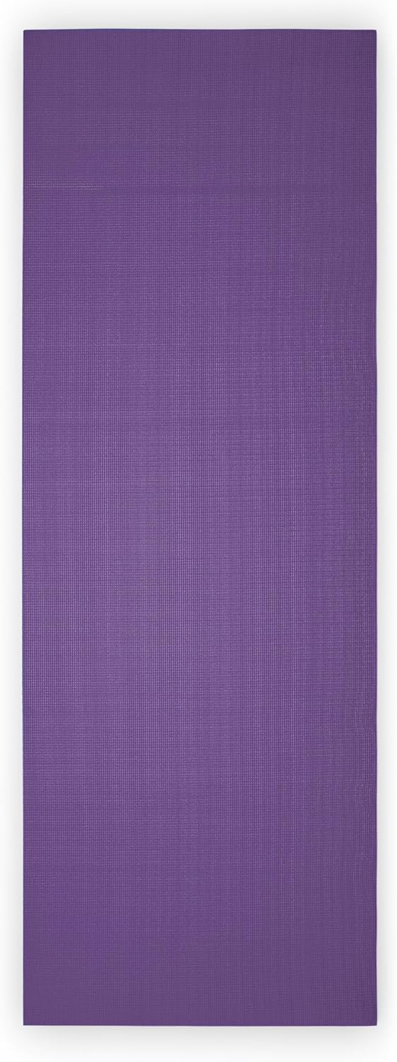 Purple yoga mat with a textured pattern on a white background