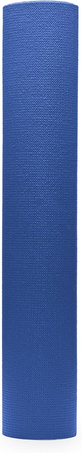 Blue yoga mat with textured surface