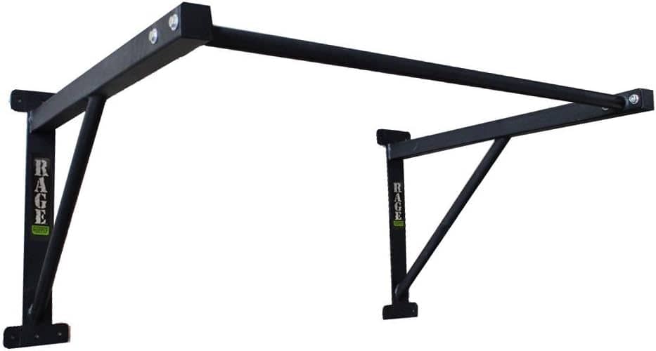 Black pull-up bar with 'RAGE' branding on a white background