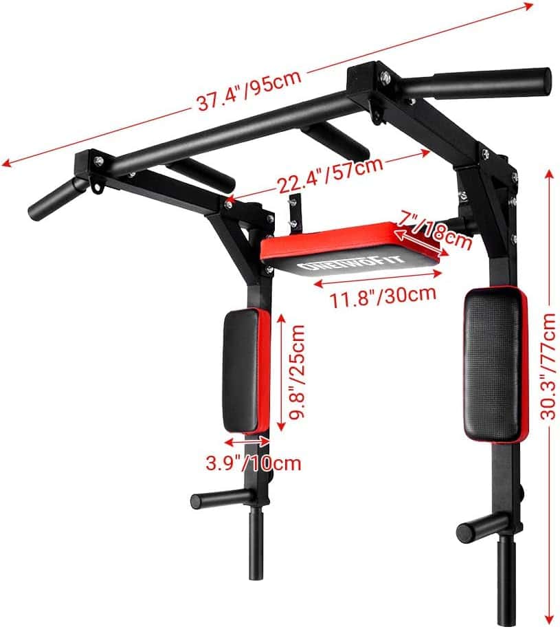 Heavy-Duty Wall Suspension Matrix dimensions and features, showcasing a 440LB pull-up bar for fitness enthusiasts.