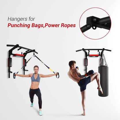 Hangers for Punching Bags, Power Ropes attached to a Heavy-Duty Wall Suspension Matrix for versatile workouts.