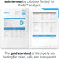 Labdoor purity analysis report with certification text on a white background