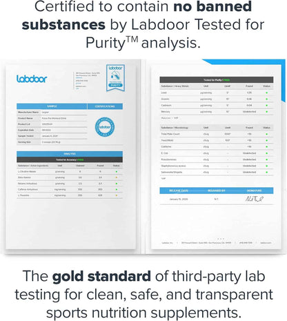 Labdoor purity analysis report with certification text on a white background