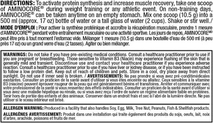 Nutritional supplement label with directions and warnings on a white background