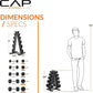 Dumbbell rack dimensions and specifications with a person for scale on a white background.