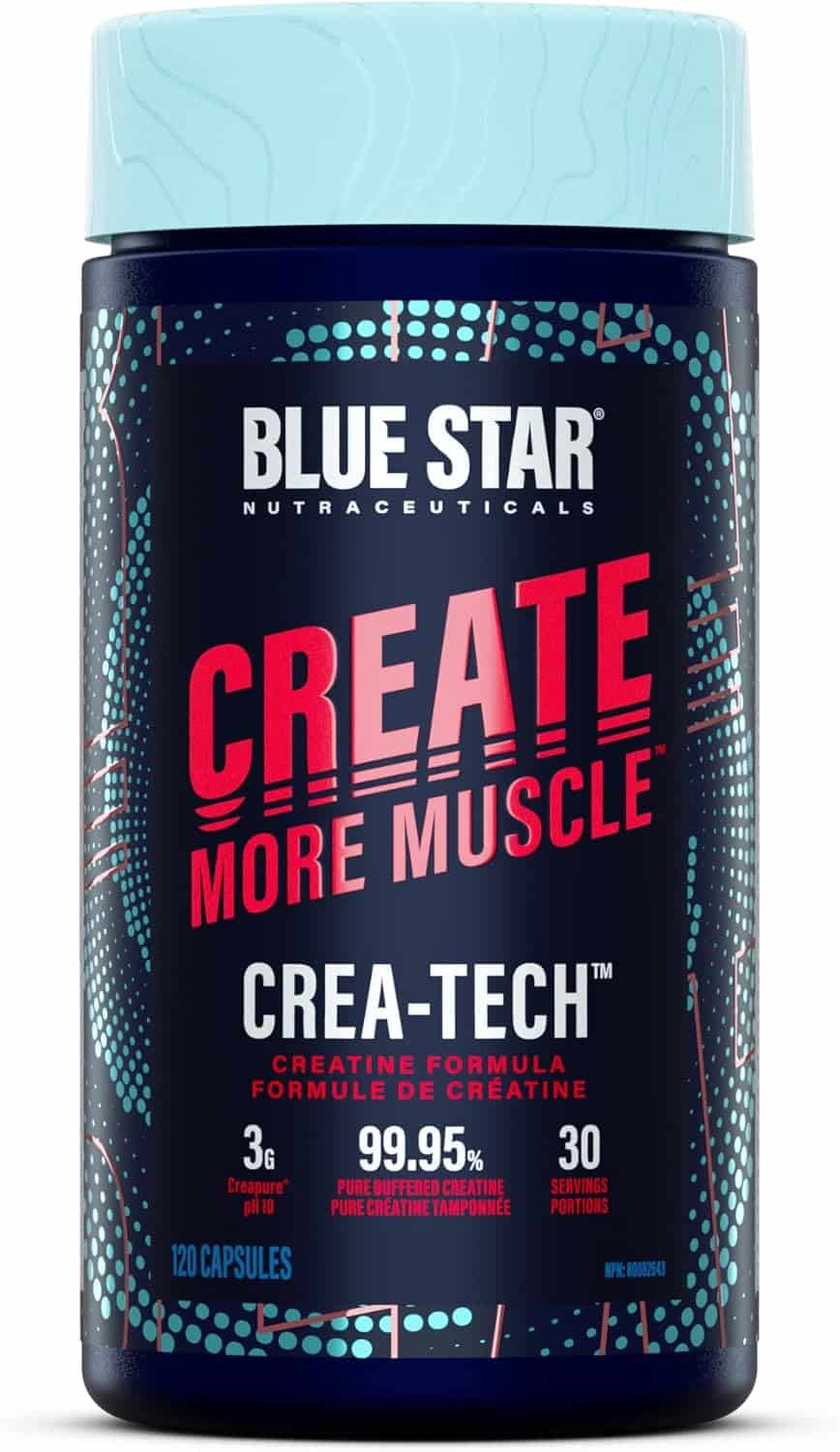 Blue Star Nutraceuticals Crea-Tech supplement bottle on a white background