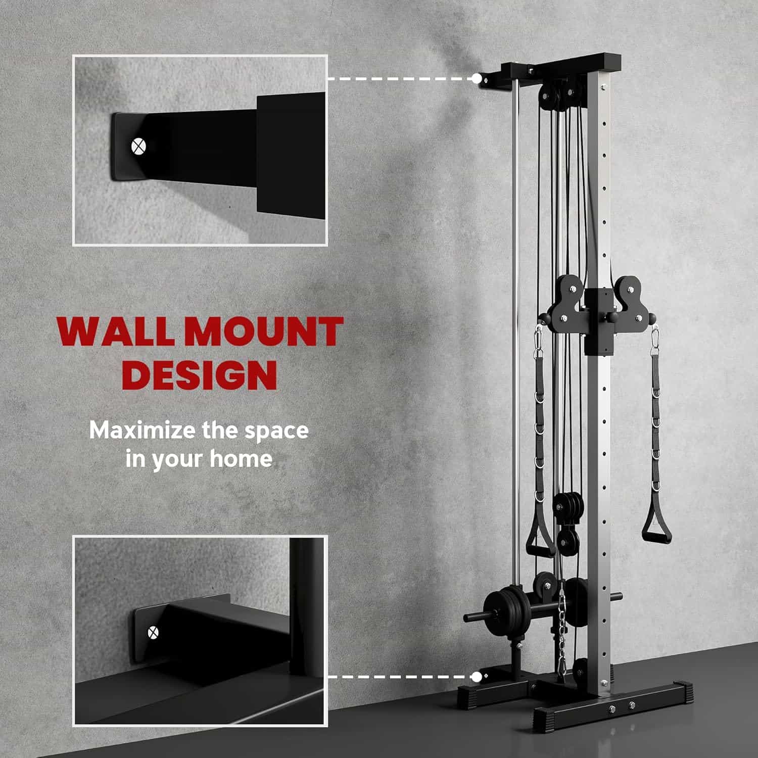 Gym equipment with wall mount design on a gray background