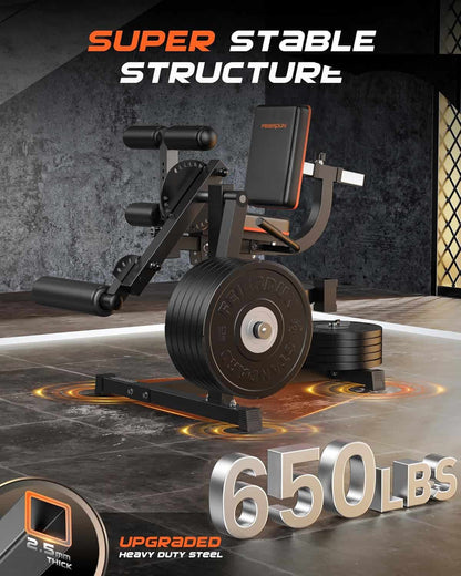 Gym machine with weight plates and 'Super Stable Structure' text on a dark background