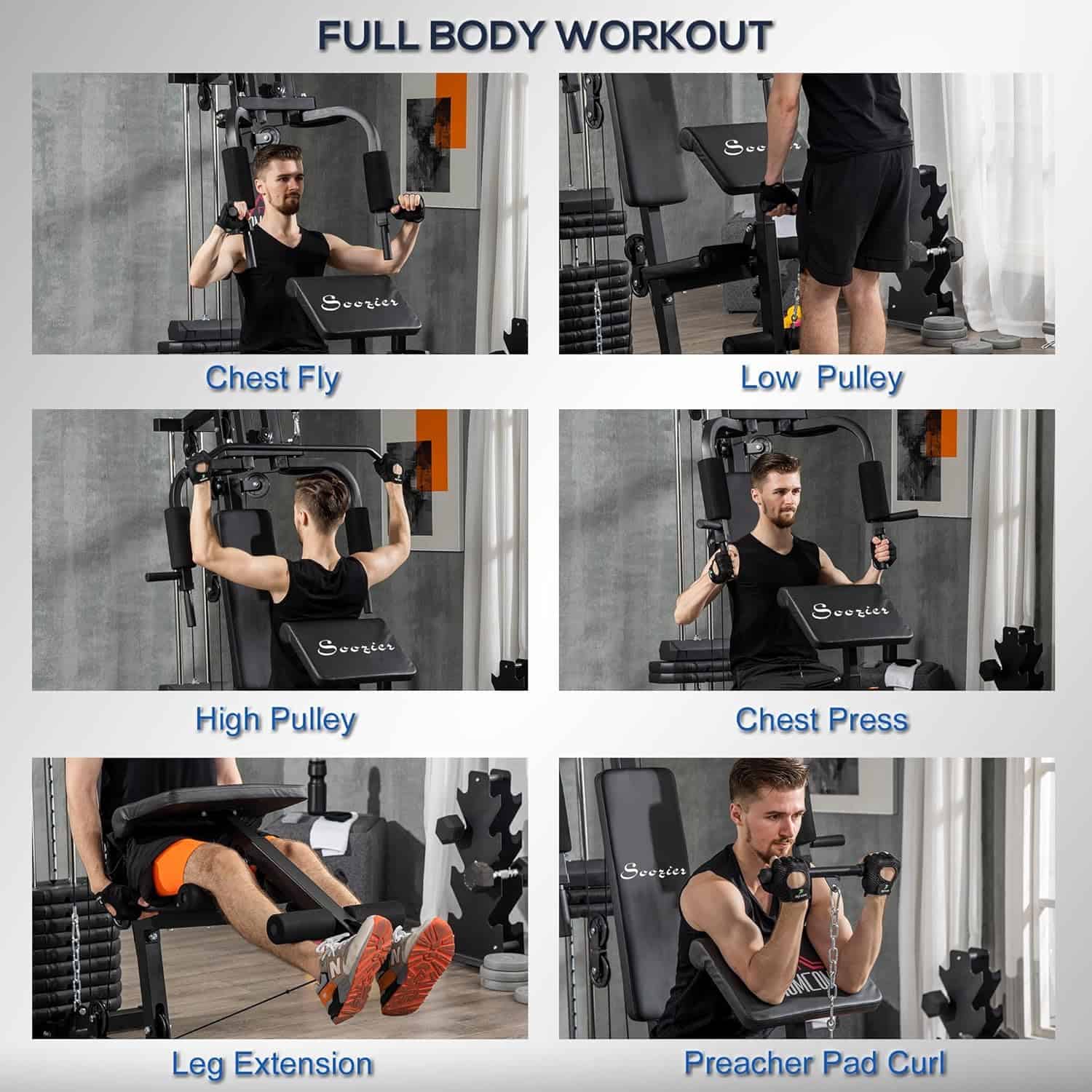 Home Gym Equipment – Multifunctional Strength Training Machine with 143 lbs Weight Stack, Full Body Workout Station for Chest, Arms, Back & Legs FitCore Supply