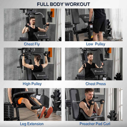 Home Gym Equipment – Multifunctional Strength Training Machine with 143 lbs Weight Stack, Full Body Workout Station for Chest, Arms, Back & Legs FitCore Supply