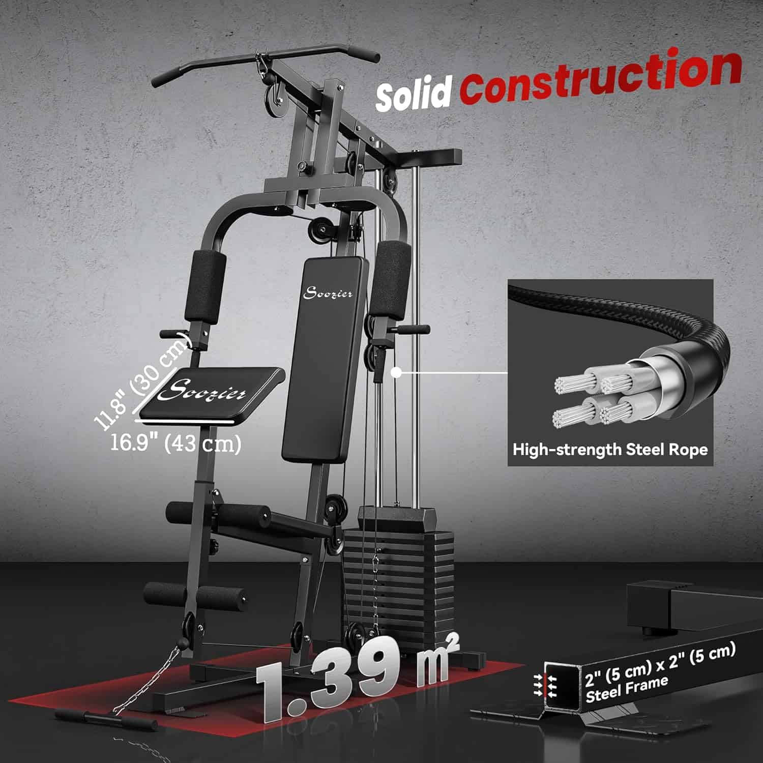 Home Gym Equipment – Multifunctional Strength Training Machine with 143 lbs Weight Stack, Full Body Workout Station for Chest, Arms, Back & Legs FitCore Supply