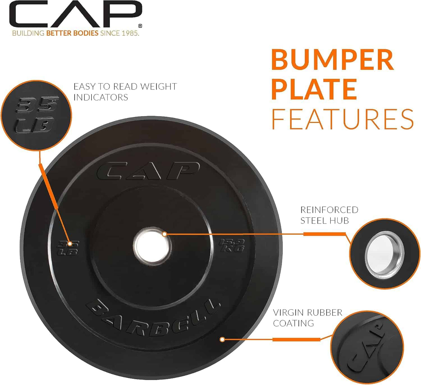 CAP Barbell Rubber Olympic Bumper Plate | Multiple Options CAP Barbell