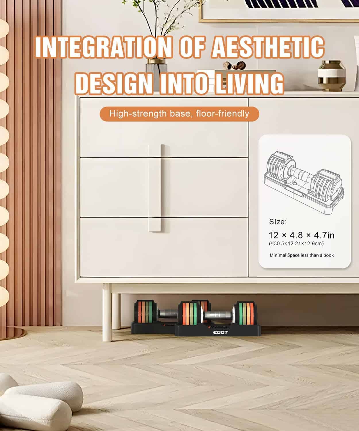 Home decor product with text overlay on a living room setting