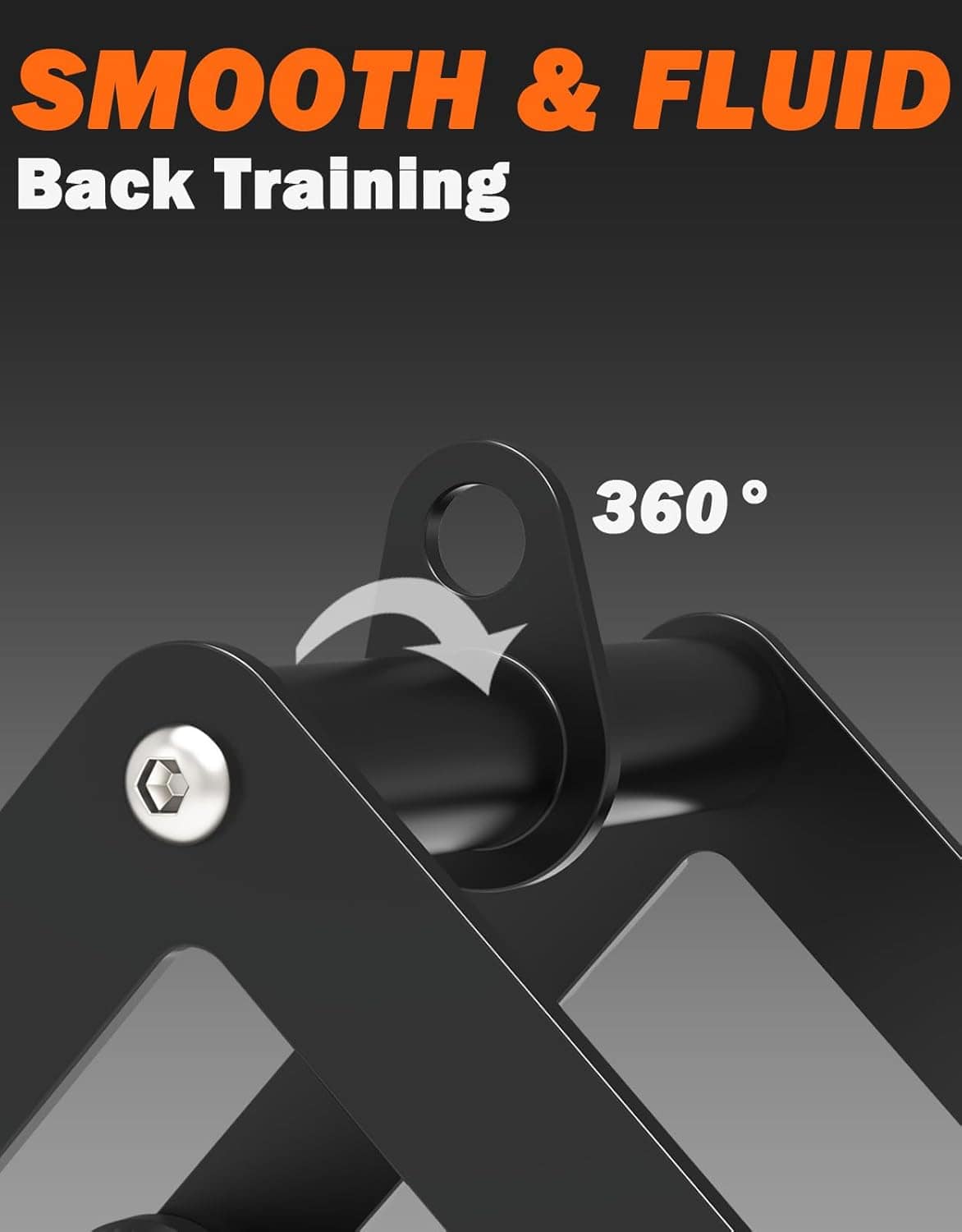 Black exercise equipment with 'Smooth & Fluid Back Training' text and '360°' on a dark background