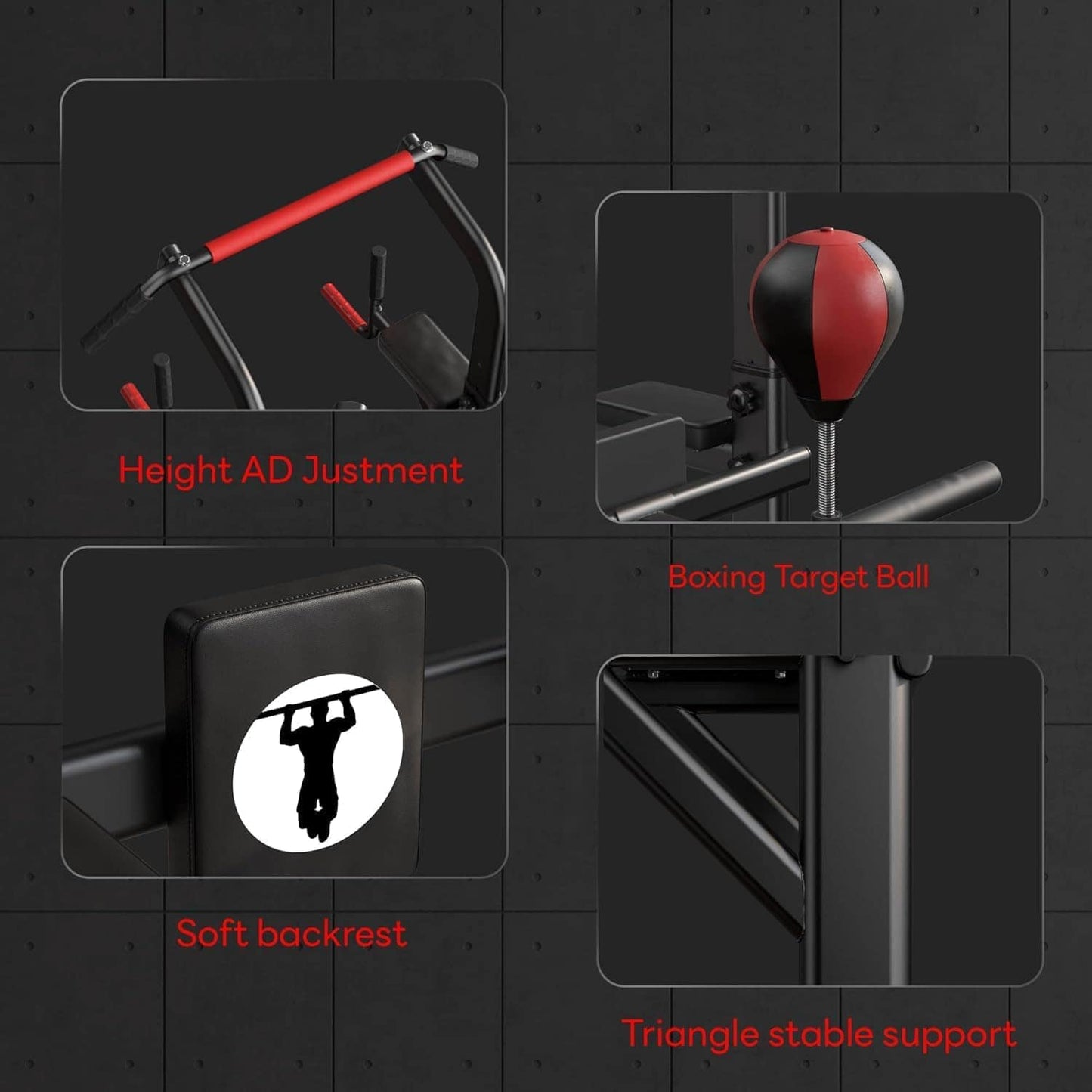 SogesHome Power Tower Pull Up Bar Station with Boxing Speed Ball FitCore Supply