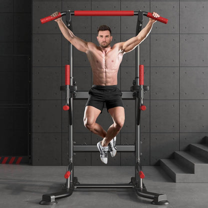 SogesHome Power Tower Pull Up Bar Station with Boxing Speed Ball FitCore Supply