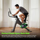 Person using a stationary bike with text about pedal sync and safety