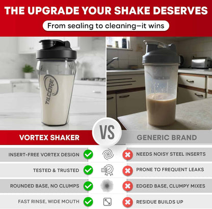 Comparison of Vortex shaker with a generic brand in a kitchen setting.
